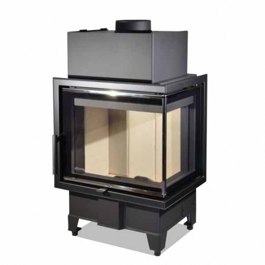 R/L 2g S 50.44.33.23-corner fireplace insert with split glazing with a special ledge