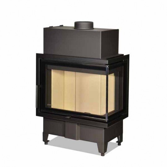R/L 2g S 60.44.33.23-corner fireplace insert with split glazing with a special ledge